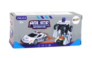 Robotas policijos automobilis 2in1 transformacija, baltas